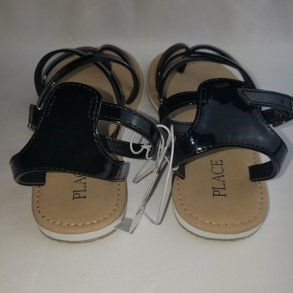 Children's Place Girl's Black Strappy Sandals - Picture 6 of 6